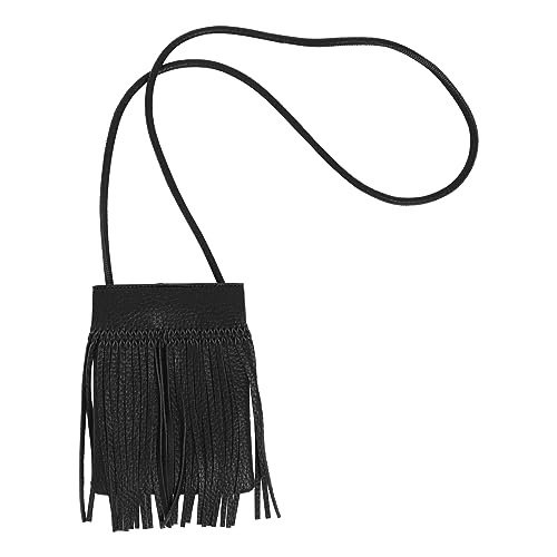 Image of Women Leather Fringe Messenger Bag Mini Hobo Crossbody Tassel Shoulder Bags