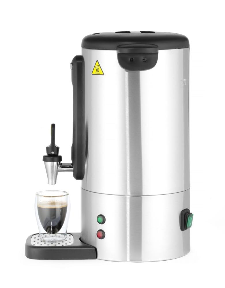 HENDI Percolatore per caffè 7L, caffettiera a parete singola, filtro integrato, macchina per caffè a percolazione, 230V, 50/60Hz, 1050W, 307x330x(H) 450mm, Inox satinato, PP