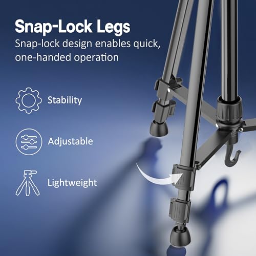Tygot X2 Professional 60 Inch (150CM) Tripod for DSLR, Camera | Height: 5 Feet | Max Load: 5kg | Portable Lightweight ABS+Metal Tripod | 360° Ball Head | Carry Bag (Black) - Image 6
