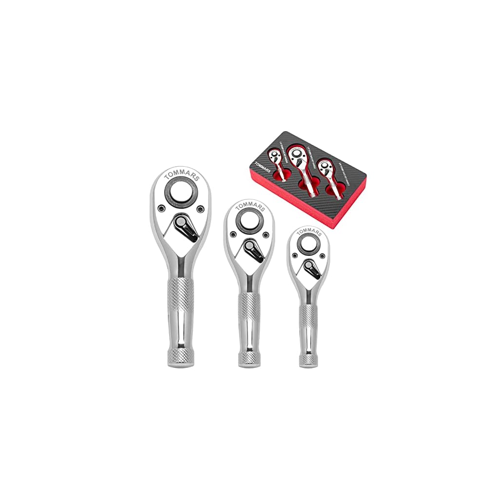 TOMMARS-Stubby-Ratchet-Set-14-38-12-Drive-Ratchet-Handle-Wrench-72-Tooth-Quick-Release-Reversible