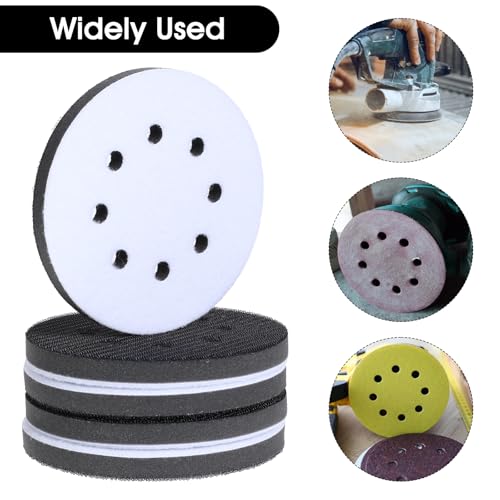 16 Pack Soft Density Interface Pads 5 Inch 8 Holes Hook and Loop Sponge Cushion Buffer Backing Pad Foam Sanding Interface Pads for Orbital Sander Automotive Woodworking Polishing