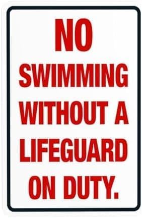 No Swimming Lifeguard Absence Retro Pool Zone Warning Metal Tin Sign 8x12 Inch Vintage Wall Art Decor Plaque Unattended Swimming Pool Private Water Villa Shore Recreation Area Indoor Outdoor Decor