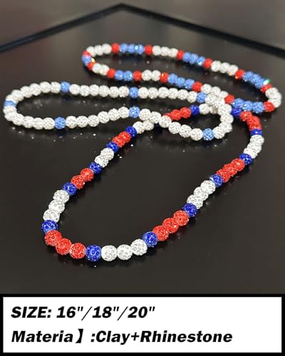 Baseball Bead Necklace for Men, 16/18/20" Ice Necklace Cool Gifts, Rhinestone Bling Inspired Sports Jewelry Gift4