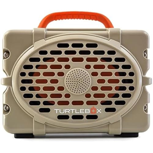 Turtlebox Original Gen 3 Outdoor Bluetooth Speaker, Tan/Blaze Orange