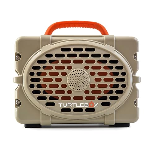 Image of Turtlebox Original Gen 3: Portable Outdoor Bluetooth Speaker - Ultra-Loud (120dB), Waterproof (IP67), Rugged, Impact-Resistant, 3-Day Battery | Party Mode: Unlimited Pairing Stereo, Tan /Blaze Orange