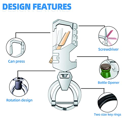Nongai Compatible Heavy Duty Key Chain With Multifunctional Key Chain (1 Key Ring And 1 D-Ring),Bottle Opener,Key Chains For Men And Women(Ft-Black-Keychain) #TOP3