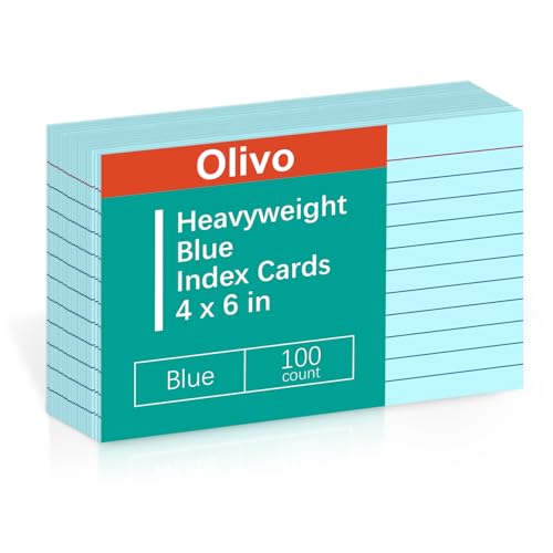 Olivo Blue Index Cards 4x6 Lined Ruled Flash Note Cards, 100 Count