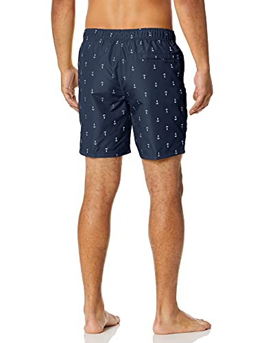 Nautica Men's Standard Quick Dry All Over Classic Anchor Print Swim Trunk, Navy, Large #TOP4