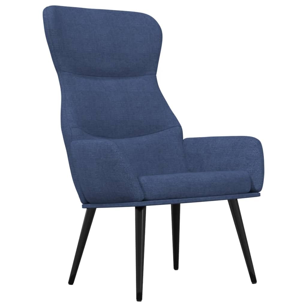 Poltrona relax in tessuto blu con braccioli | Struttura in metallo robusta, rivestimento morbido, imbottitura ottimale, sedia da salotto stabile
