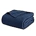 EMME Muslin Blanket 100% Cotton Twin Blankets for Couch Breathable Gauze Blanket All Season Soft and Lightweight Pre-Washed (Navy, 60