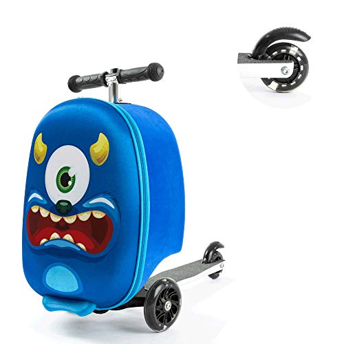 Kiddietotes leve Carry-on Scooter Mala de viagem para Boys - Crianças bagagem com LED Light Up Wheel