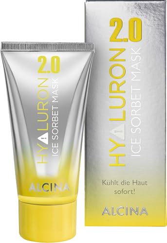 ALCINA Hyaluron 2.0 Ice Sorbet Mask - 1 x 50 ml - Limited Edition - Gesichtsmaske - Kühlt sofort die Haut - Spendet Feuchtigkeit - Beruhigt nach dem Sonnenbad - Mit Dexpanthenol & Coffein