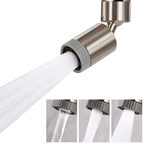 Swivel Kitchen Faucet Aerator, 3 Spray Models Faucet Sprayer Attachment, Faucet Nozzle 55/64-27Uns Famale Thread, Male Thread Adapter Included, Faucet Aerator Brushed Nickel #TOP15