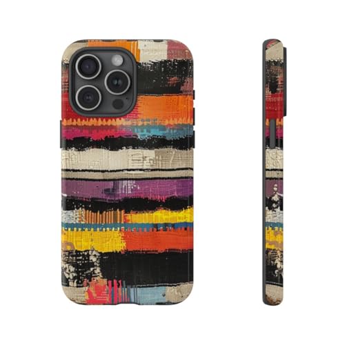 Coque résistante brillante iPhone 15 Pro Max au motif tissé coloré d'exception