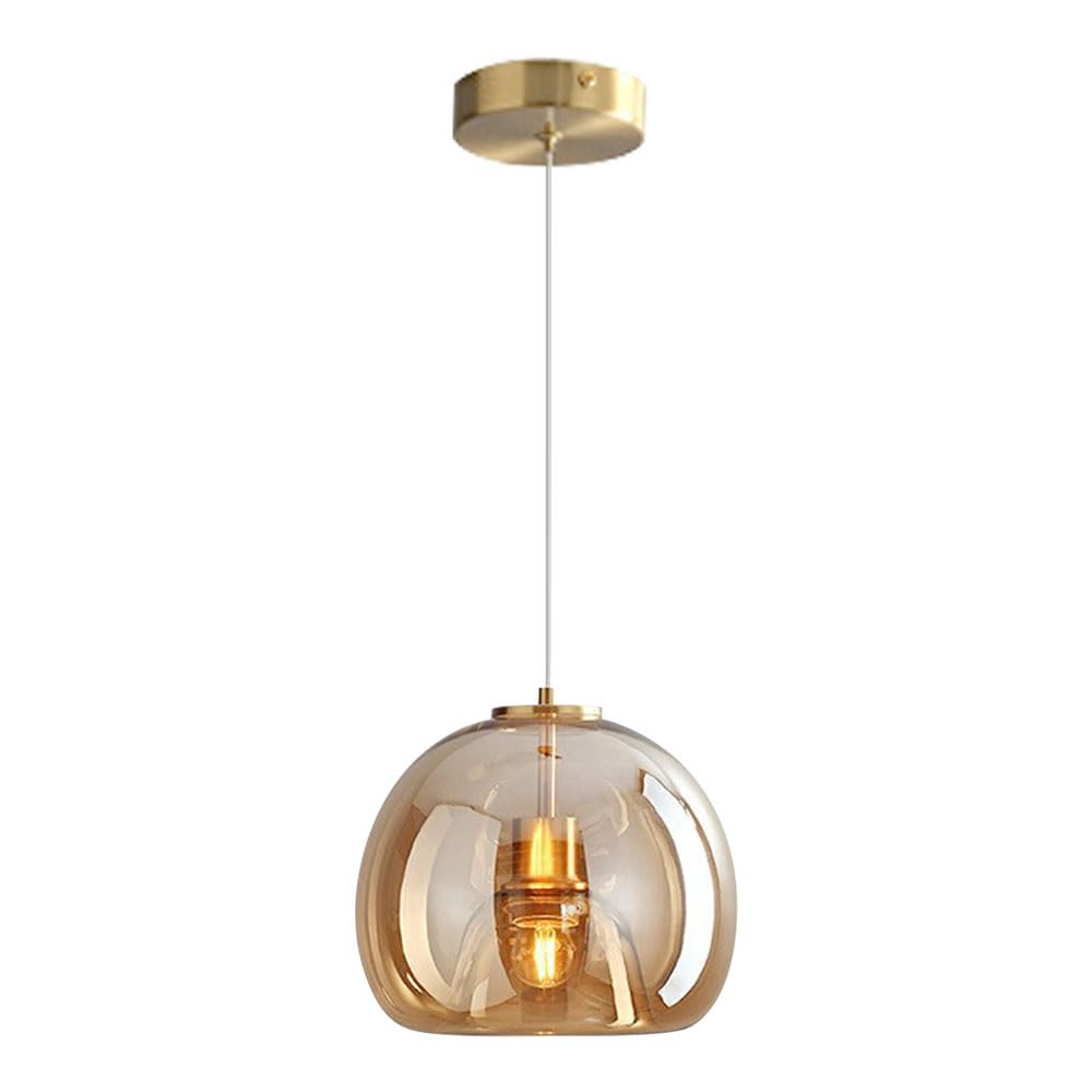 GUOGUOSM Height Adjustable Hanging Light, E26 Light Source Glass Pendant Lamp, Nordic Industrial Style Chandelier, Balcony Dining Room Entrance Decorative Lighting Fixtures