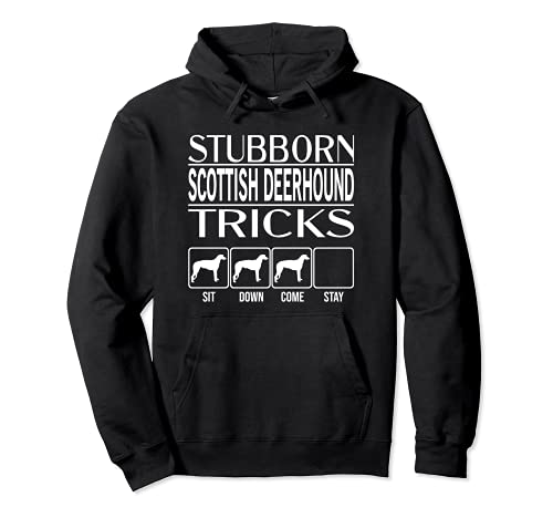 Stubborn Dog Tricks, dog gift idea, Funny Scottish Deerhound Pullover Hoodie, Black