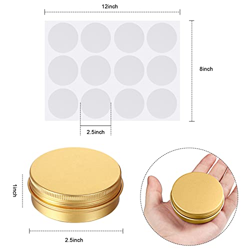 Patelai 2 oz 120 pcs Metal Round Tins Aluminum Tin Cans Salve Tins Containers with Screw Lid 20 Sheets Stickers for Salve Spice Candies Balms Candles(Gold)4