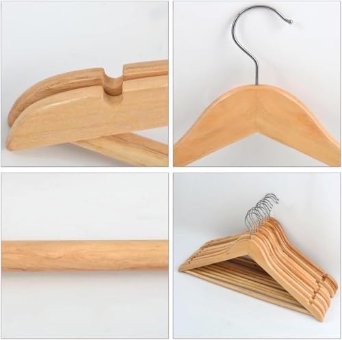 Kleiderbügel aus Holz, Set mit 36 ​​Kleiderbügeln, rutschfest, 360° drehbarer Haken, für Anzüge, Hemden, Mäntel MSV