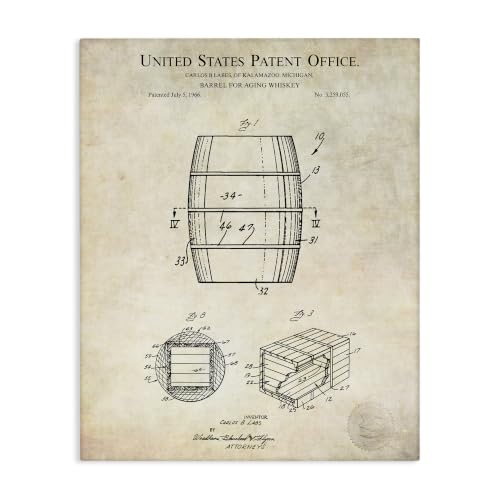 Stupell Industries 'Whiskey Aging Barrel Liquor Diagram Patent'| Canvas Art