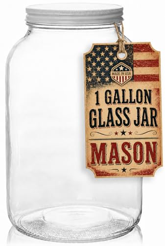 Image of kitchentoolz 1 Gallon Glass Jar with Lid - Extra Wide Mouth Mason Jar - Made in USA