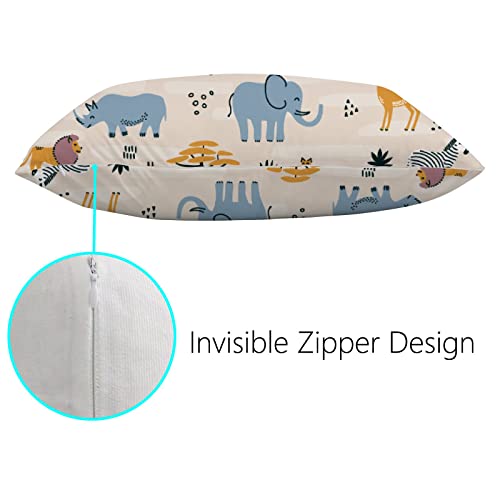 Vantaso Set Of 2 Pillowcase Covers Queen Size 20 X 30 Inch African Wild Animals, Soft Cozy Bedding Pillow Cover Sham With Zipper For Bed Sofa #TOP2