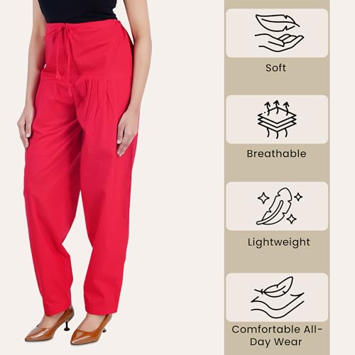 Image of Happy Bunny Salwar Pant for Women, Fine Cotton Ethnic Trousers with Drawstring Waist, Comfortable Daily, Office & Casual Wear Bottoms