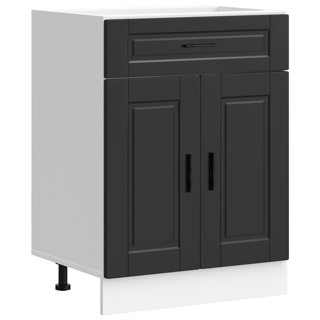 vidaXL Kitchen Base Cabinet Porto Black Engineered Wood, sink base cabinet, base kitchen cabinet with drawer, sink base unit