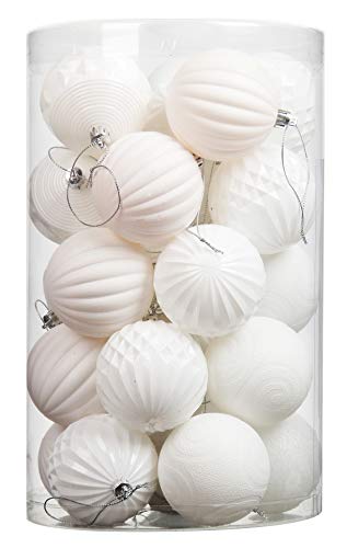 Jusdreen 31Pcs Christmas Balls Ornaments For Xmas Tree Shatterproof Christmas Tree Hanging Balls Decoration For Holiday Party Baubles Set With Hang Rope 1.97"/2.75" White #TOP4