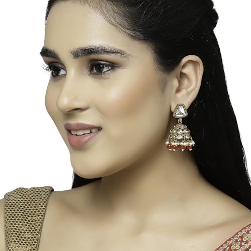 Gold-Plated Dome Shaped Mirror Jhumka Earrings