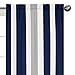 Sweet Jojo Designs Navy Blue, Gray and White Window Treatment Panels for Stripe Collection - Set of 2