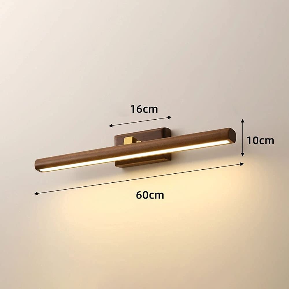 Lustrzane światło LED Vanity Light Regulowane oświetlenie łazienkowe nad lustrem, Drewniana lampa łazienkowa do makijażu, Lustro toaletowe, Lustro toaletowe, La(60cm)