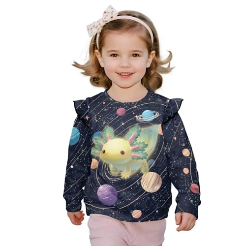 Toddler Long Sleeve Shirt Girl Ruffle Sleeves Warmth Girls Oversized Graphic Sweatshirt for 1-8 Years Girls