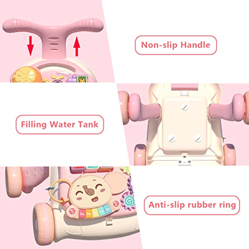 Qdragon Walker For Baby Girl, Baby Push Walkers For Babies, 3 In 1 Push Toys For Babies Learning To Walk, Baby Walker Table And Activity Center, Early Learning Toy For Kids Infant 6-12 Months, Pink #TOP3
