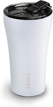 Sttoke Leakproof Ceramic Reusable Coffee Cup 12 oz - Angel White SLP12AW0620 0