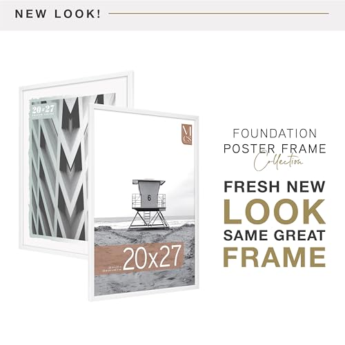 Image of MCS Foundation 20x27 Poster Frame Traditional White, Vertical & Horizontal Wall Hanging Large Picture Frame for Photos, Posters & Art Prints (1-Pack)