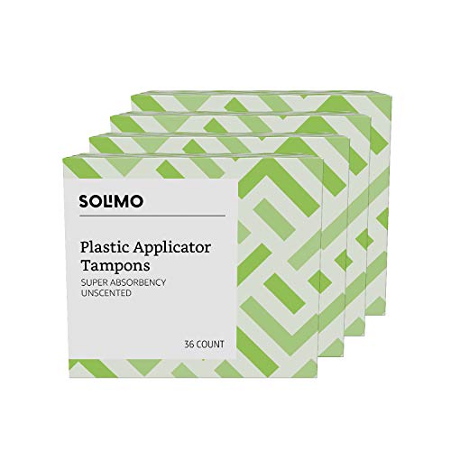 Amazon Brand - Solimo Plastic Applicator Tampons, Super Absorbency, Unscented, 144 Count