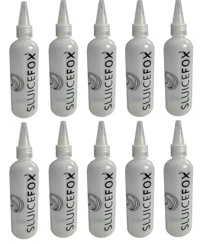 Sluice Fox Snifter Bottle for Gold Panning Mining and Prospecting; Plastic Cleanup Tool for paydirt fine Gold Recovery in Your Prospecting Tool kit 10 Pack