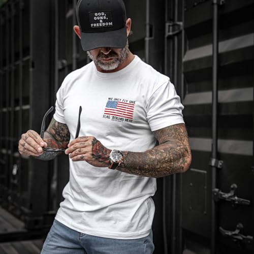 Combat Iron Men's Graphic T-Shirt | We Only Fly One Flag Round Here | Cotton-Poly Blend | Athletic Fit, Tagless Comfort3