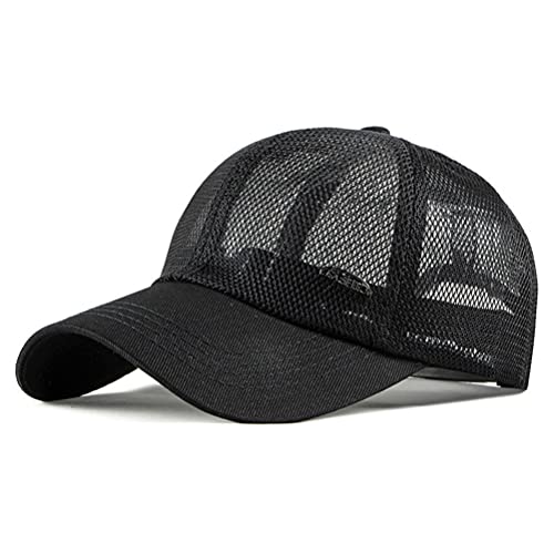 RICHTOER Casquette de baseball en maille creuse pour homme avec plaque légère - Protection solaire pour l'extérieur - noir - Taille unique Cover