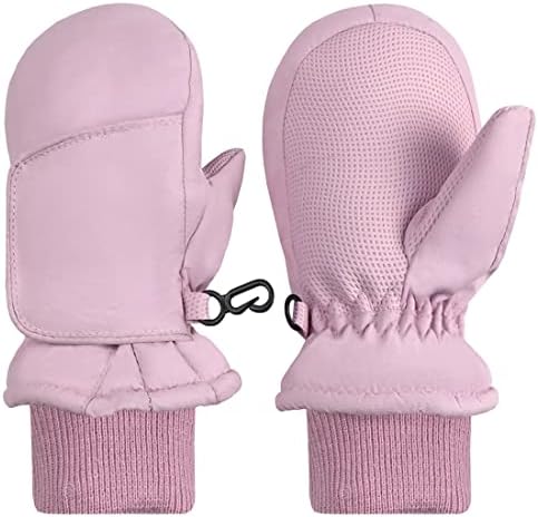 N'Ice Caps Kids Toddler Girls Waterproof Mittens - Thinsulate Wrap Snow Gloves Baby (Pink, 1-2 Years)