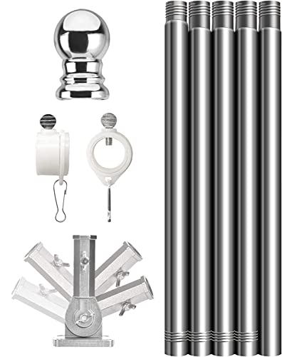Ppeen Flag Pole Kit For House 6Ft Stainless Steel Black Flagpole Wall Mounted Tangle Free American Flagpole For Residential Porch Garden Yard Boat Commercial(Silver With Bracket) #TOP1