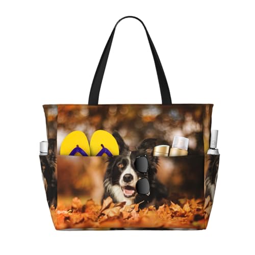 Sac à bandoulière Border Collie grand sac fourre-tout imprimé artistique