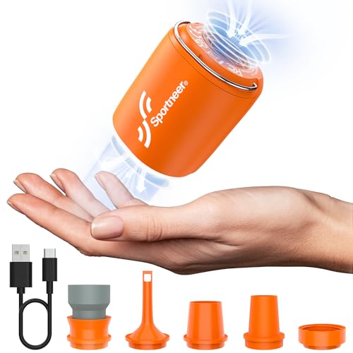 Electric Mini Air Pump - Sportneer 4.5kPa Portable Inflatable Pump with Camping Light and Magnetic Design, 1600mAh USB Rechargeable Tiny Electric Pump Air Mattress Pump for Outdoor Home Use