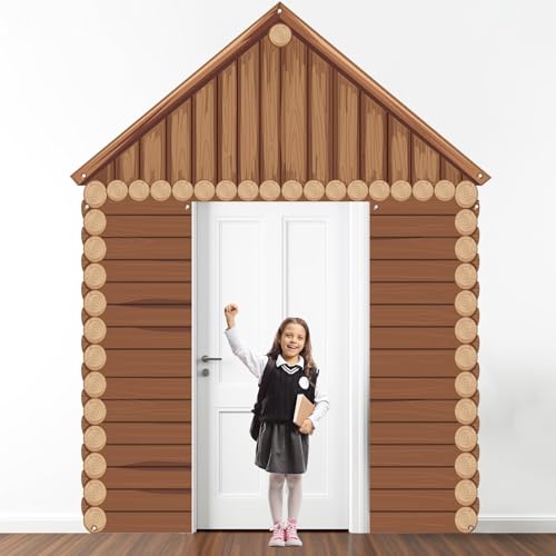 3PCS Rustic Wooden Cabin Porch Banner Fall Camping Party Door Decoration Countryside Forest Hanging...