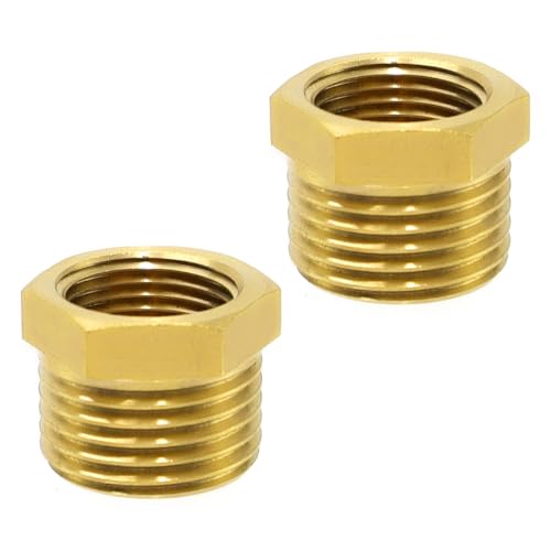 lyualma 2 Pièces Raccords Réducteur en Laiton 1/2 à 3/8 Pouce Filetage Mâle à Fileté Femelle pour Joints et Raccords de Plomberie