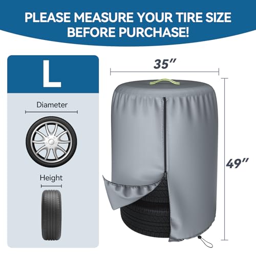 Durable 600D Tire Storage Bag,Large Tyre Dust Protective Cover with Waterproof Zipper, Spare Stack Storage Tire Cover for Indoor/Outdoor Use,Universal Fits Trucks,SUV,Jeep,Car,Trailer,RV,Camper Wheels - Thumbnail 7