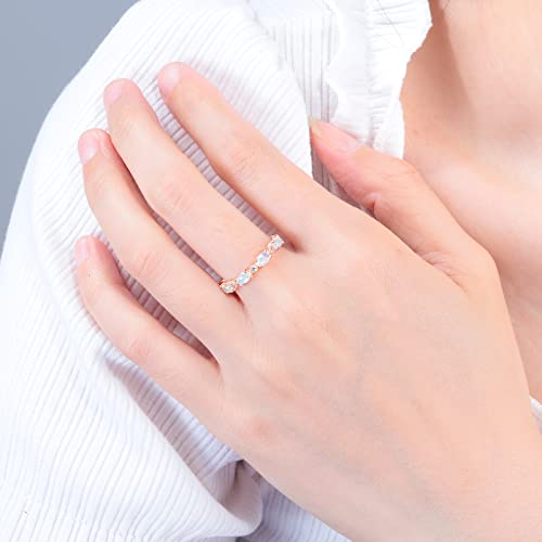 CiNily Gold Ring 14K Rose Gold Plated Created White Fire Opal Rings for Women Engagement | Wedding | Eternity Bands Cubic Zirconia Promise Rings for Her Diamond Accents Ring Size 11 by CiNily - Used condition - Image 2