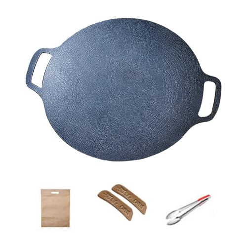 MOUNTTU Korean BBQ Grill Pan Non Stick Round Baking Pan BBQ Grill Plate for Home Outdoor Stove 36cm ~
