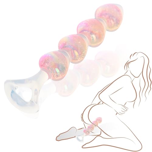 Anal Beads Butt Plug for Beginner 6.3 Dual Layer Pink Heart Shape Silicone Anal Toy Adult Fantasy Anal Dildo for Men Gay Anus Dilator Masturbator Training and Couple Sex Game Play (Pink)