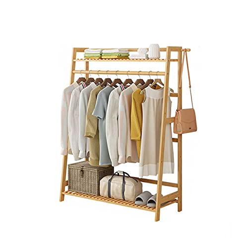 Modern Minimalist Wooden Clothes Rail Stand with Hanging Rod and 2 Partitions 100cm Multi functional Clothes Rack